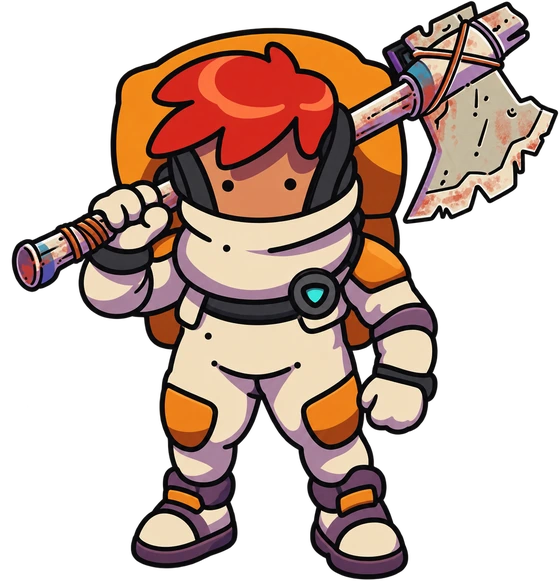Oli, the Endura survivor, carrying a pickaxe over one shoulder